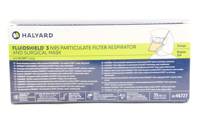 Halyard 46727 Fluidshield 3 N95 Filter Respirator & Surgical Mask -(x) Box of 35